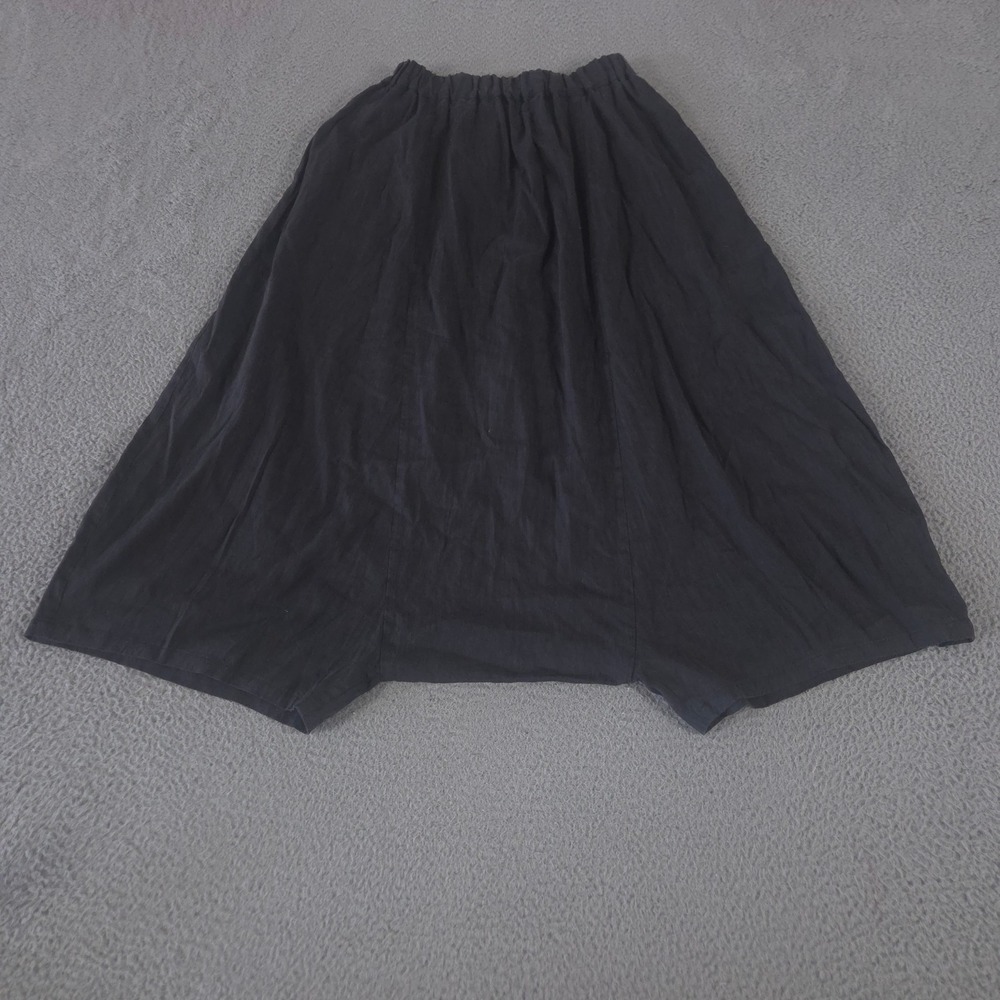 Pas de Calais Pants Womens 38 Charcoal Drop Crotch Harem Linen Blend Wide Leg